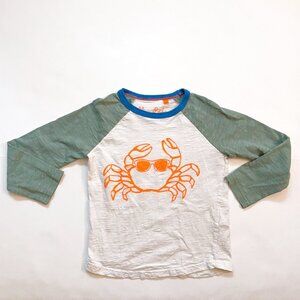Mini Boden White and Green Tee with Orange Crab Design